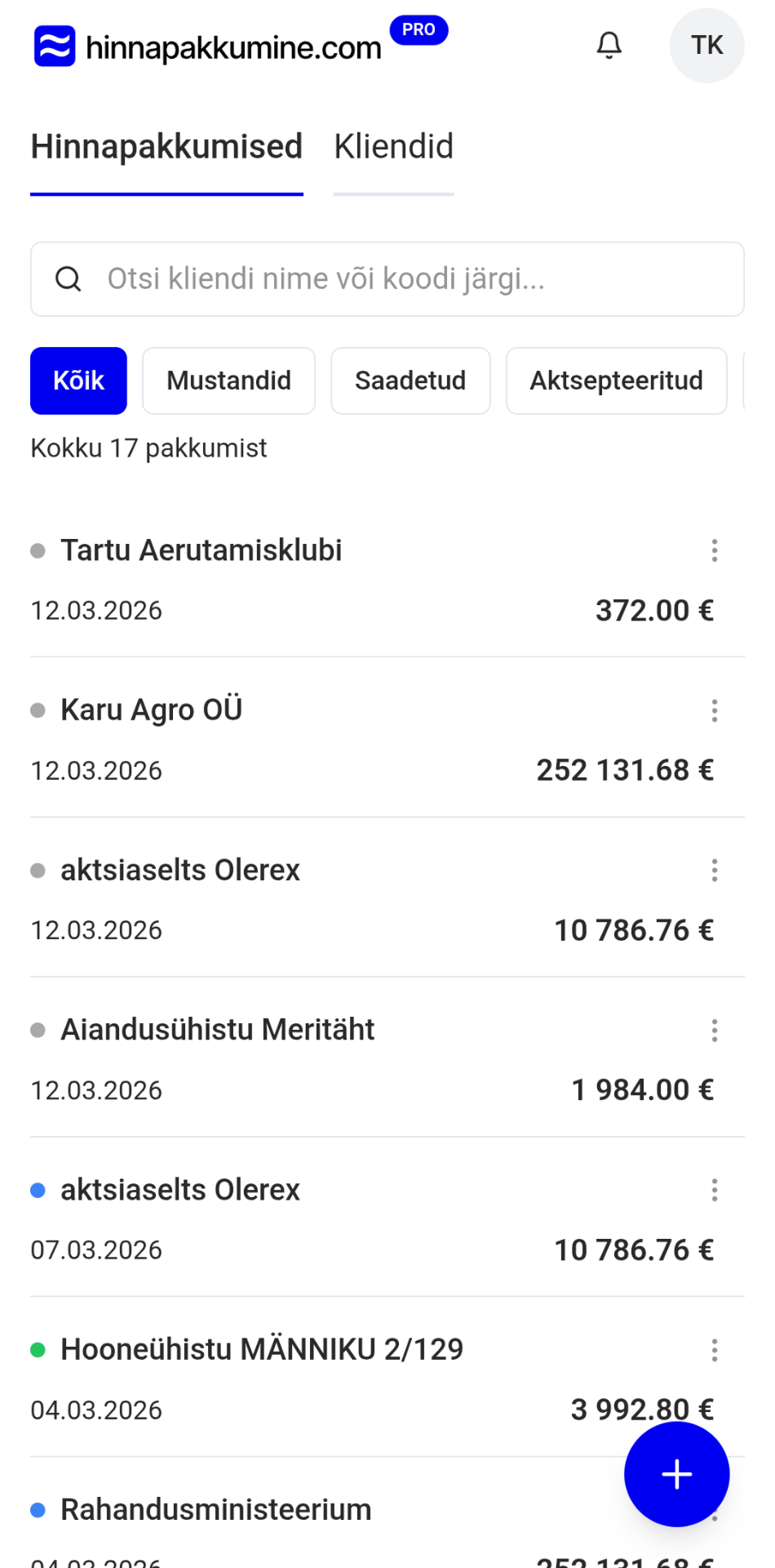 Hinnapakkumine.com mobiilivaade